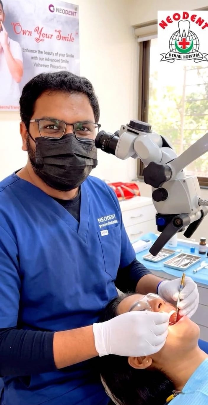 Dr. Md. Miftah Ur Rahman performing a dental treatment procedure at NeoDent Dental Hospital, Hyderabad